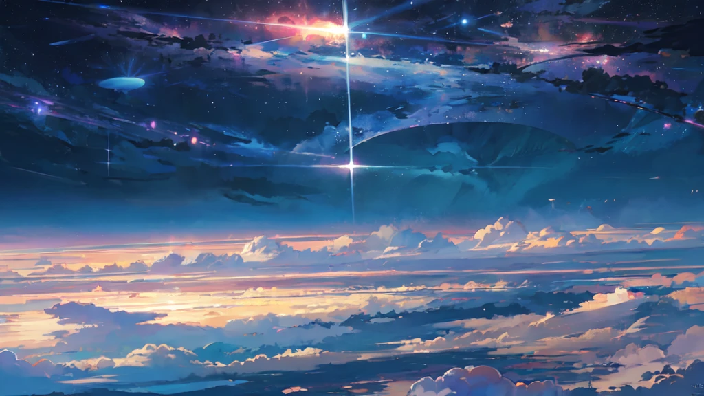 Beautiful sky anime scene, Space Sky. by Makoto Shinkai, anime art wallpaper 4k, anime art wallpaper 4k, Anime Art Wallpapers 8K, anime wallpaper 4k, anime wallpaper 4k, 4k anime wallpaper, Anime Sky, Awesome Wallpapers, Anime Background, Anime Background art、Night sky seen from a green hill