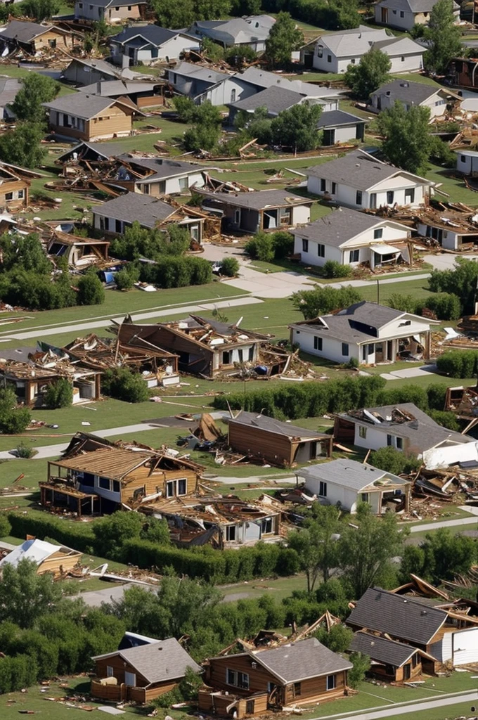 A disaster of houses due to a tornado