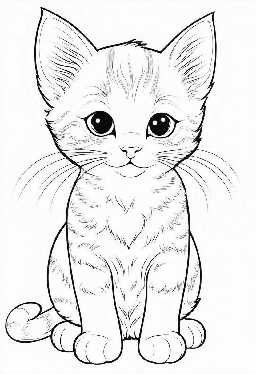 coloring page for kids, cat