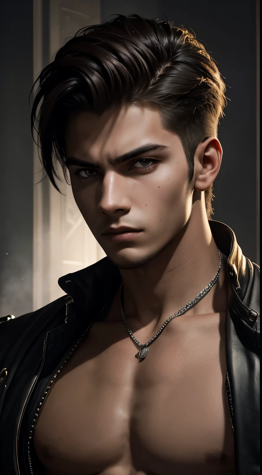 A visually stunning image of a young man with a rebellious spirit, Its detailed features and intense look captured in high resolution and HDR rendering.