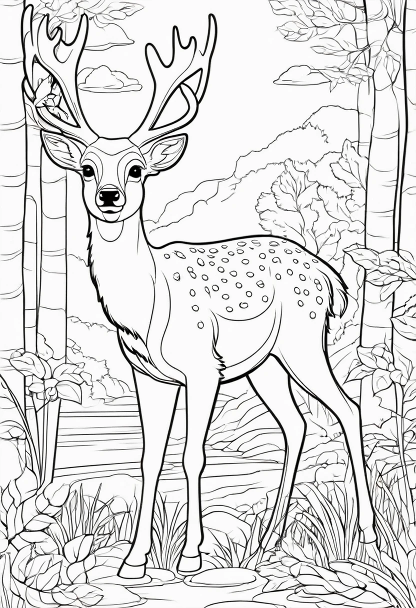 coloring page for kids, deer