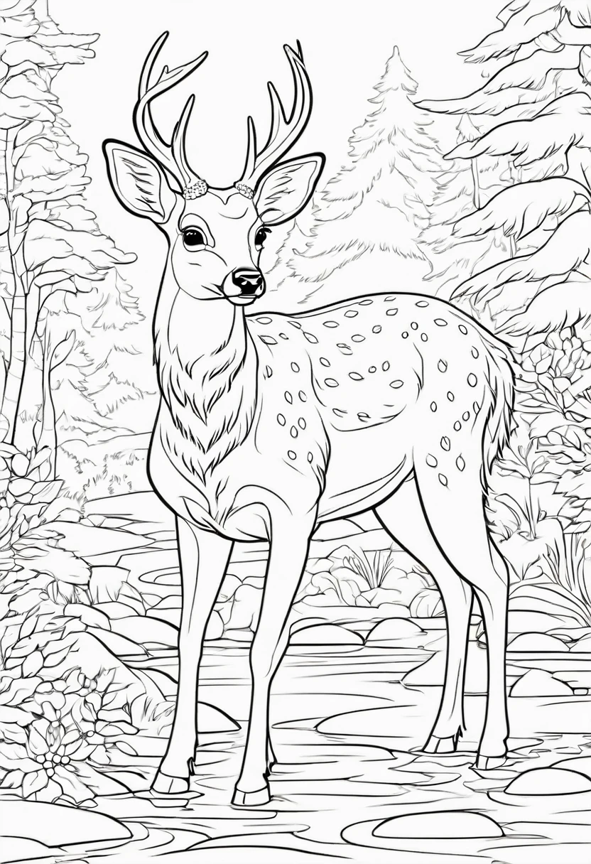 coloring page for kids, deer