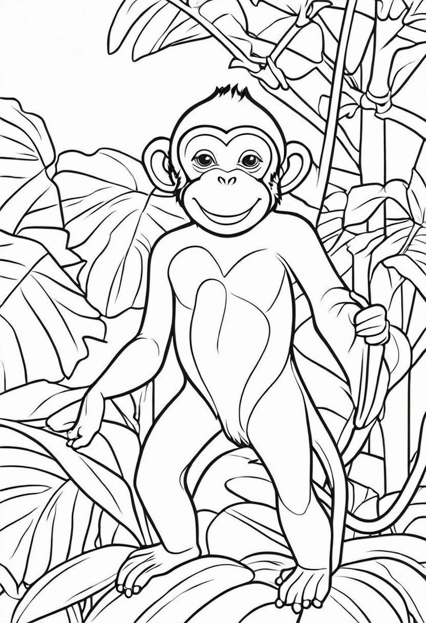 coloring page for kids, monkey