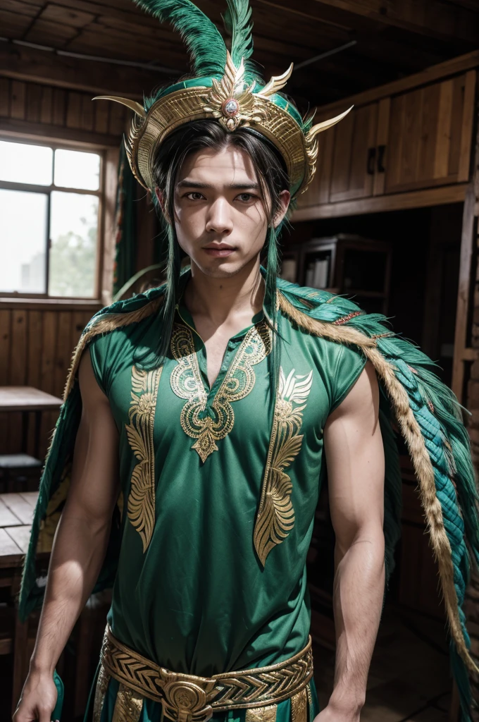 a man dressed as a quetzalcoatl