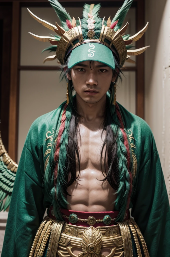 a man dressed as a quetzalcoatl
