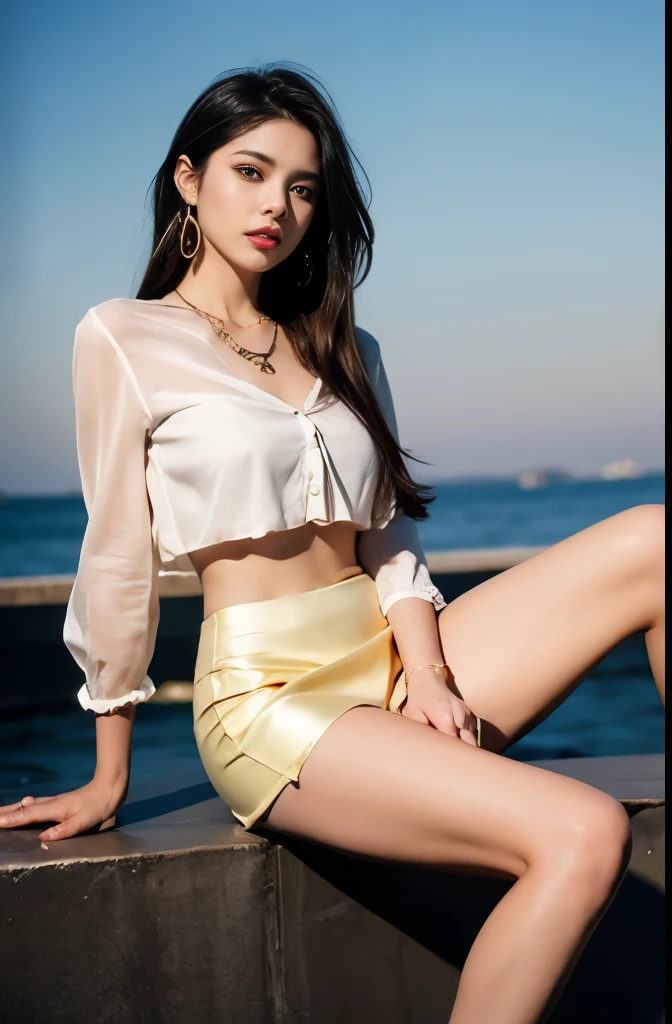 (masterpiece:1.3), (8 thousand, realistic, RAW photos, best quality: 1.4), (1 woman),(sheer silk blouse), (short skirt), (양쪽 다리에 짙은색 realistic 팬티 스타킹), (Wearing high heels on both feet), (full body shot), (outdoors in sunny weather), (walking like a model), (Beautiful makeover), (very beautiful body) , (Realistic and very beautiful face), (long eyelashes), (double eyelid), (Very beautiful eyes, realistic and delicate), (big bust) , (Strong body through exercise), (beautiful abs), (Beautiful heaps), (tall), (realistic face), (black hair. parted, long hair:1.3), (아름다운 parted스타일), (realistic and beautiful skin), (absurd), (attractive), (ultra high resolution), (extremely realistic), (very detailed), (golden ratio), (Two long, realistic and beautiful legs), (realistic 팔), (necklace), (earring),(beautiful nails manicure), (So beautiful and sexy), (perfect secretary look)
