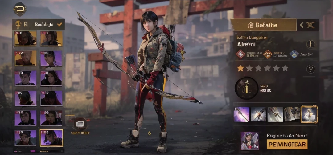 19-year-old fair-skinned Korean girl in the zombie apocalypse, straight black hair to chin length with bangs on the forehead and blue highlights at the ends, well-defined and athletic physique, archer with a bow and arrow, bright red tight leggings, short black leather jacket, pair of gloves on black half-finger hands, in shooting position with bow and arrow, city in the zombie apocalypse in the background with some zombies behind and lying on the ground, background scenery inside a dark abandoned hospital.