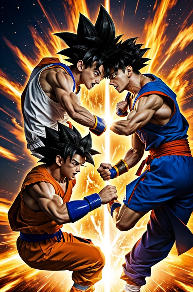 Create goku and vegueta fighting