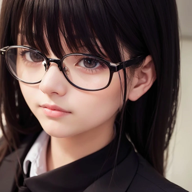 a masterpiece portrait of a beautiful young woman with a small face and a cute expression, wearing glasses , With closed eyes wearing a crow mask, wearing a black formal blazer and a short skirt, in an office setting, shot with a DSLR camera, high-quality 8k UHD image with realistic skin details, detailed facial features, rim lighting, lying on the bed