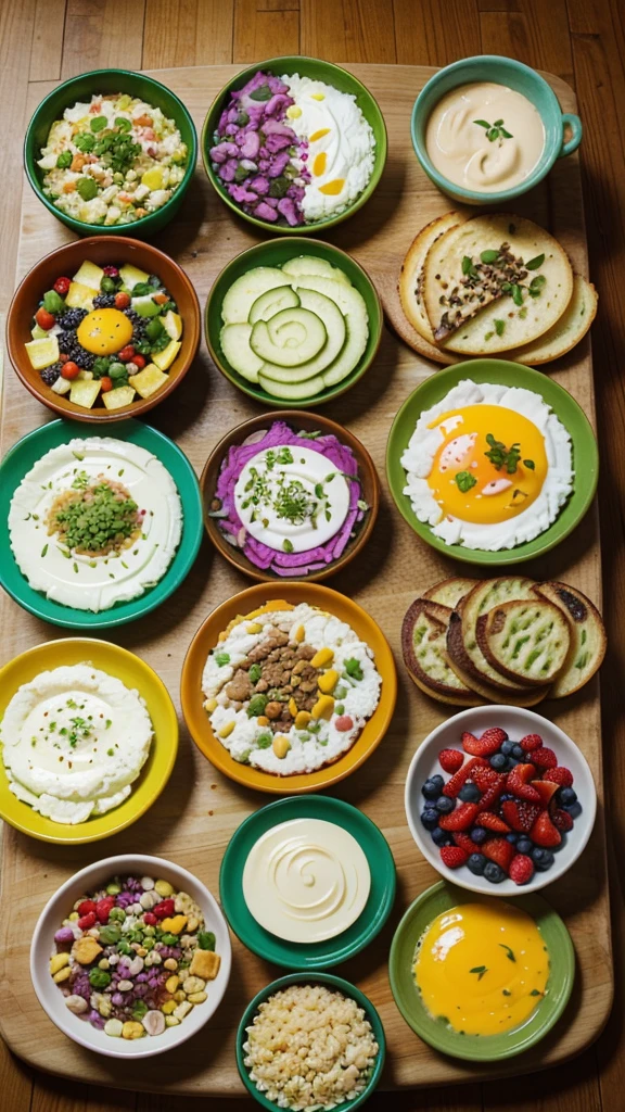 Colorful and Varied Keto Breakfast Platter: A beautifully arranged platter with various keto-friendly foods. The green vibrant colors will catch the viewer’s eye