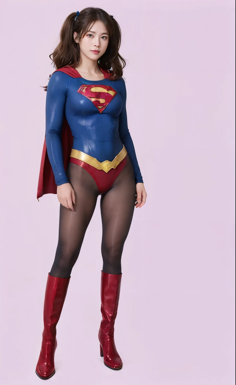 No background、(((Beautiful legs in black tights.)))、(((smile)))、(((あなたのsmileの美しさを合法的に表現する)))、((((Make the most of your original images)))、(((Supergirl Costume)))、(((Beautiful hair with twin tails)))、(((suffering)))、(((Please wear black tights....、Wear red boots)))、((Best image quality、8K))、((Highest quality、8K、masterpiece:1.3))、(((Preserve background )))、Sharp focus:1.2、Beautiful woman with perfect figure:1.4、Slim Abs:1.2、Wet body:1.5、Highly detailed face and skin texture、8K