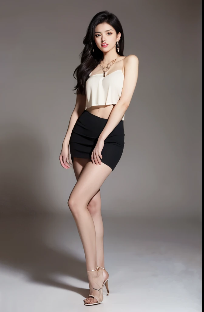 (masterpiece:1.3), (8 thousand, realistic, RAW photos, best quality: 1.4), (1 woman),(sheer silk blouse), (short skirt), (양쪽 다리에 realistic 팬티 스타킹), (Wearing high heels on both feet), (full body shot), (standing), (Beautiful makeover), (very beautiful body) , (Realistic and very beautiful face), (long eyelashes), (double eyelid), (Realistic, delicate and very beautiful eyes), (big bust) , (Strong body through exercise), (beautiful abs), (Beautiful heaps), (tall), (such a beautiful body), (black hair. parted, long hair:1.3), (아름다운 parted스타일), (realistic and beautiful skin), (absurd), (attractive), (ultra high resolution), (extremely realistic), (very detailed), (golden ratio), (Two long, realistic and beautiful legs), (realistic 팔), (necklace), (earring),(beautiful nails manicure), (So beautiful and sexy), (perfect secretary look)