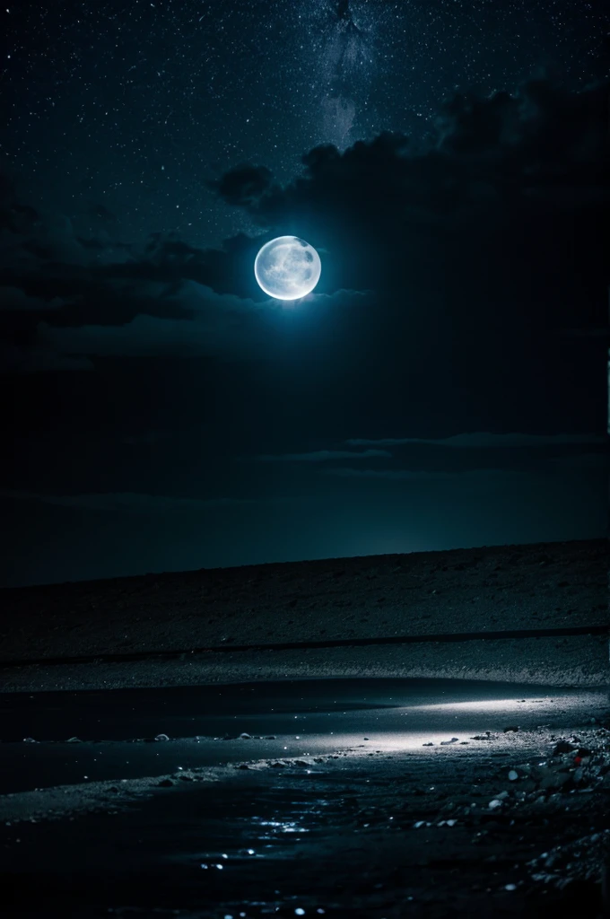 Flashes of light in the dark of night illuminated with moonlight