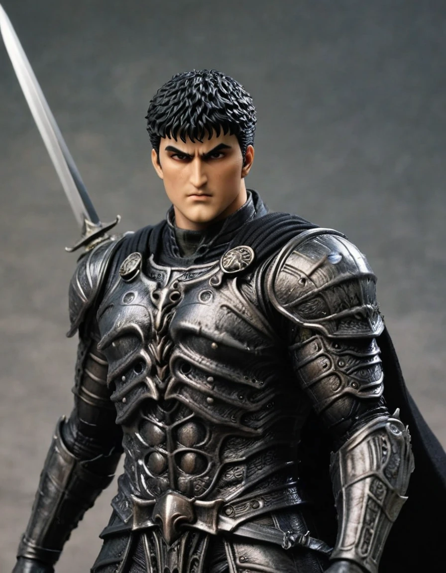 (Guts berserk),berserk form, (Wielding sword with two hands:1.2), (guts s dragon slayer sword),wearing berserker armor,(masterpiece),(best quality),(ultra-detailed), (full body:1.2),((Kentaro Miura Style)),8K