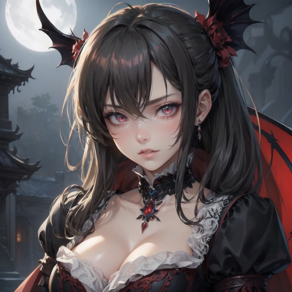  masterpiece, (textured skin), best quality, gorgeous beautiful girl, (a female beevampire),,detailed clothes,large breasts,narrow waist,, (beautiful face), cinematic lighting, (fantasy anime art ),