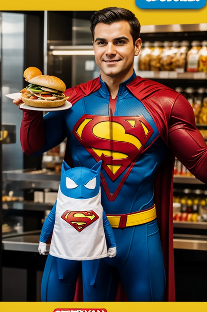 An icon where there is a superhero called pocketman for food business