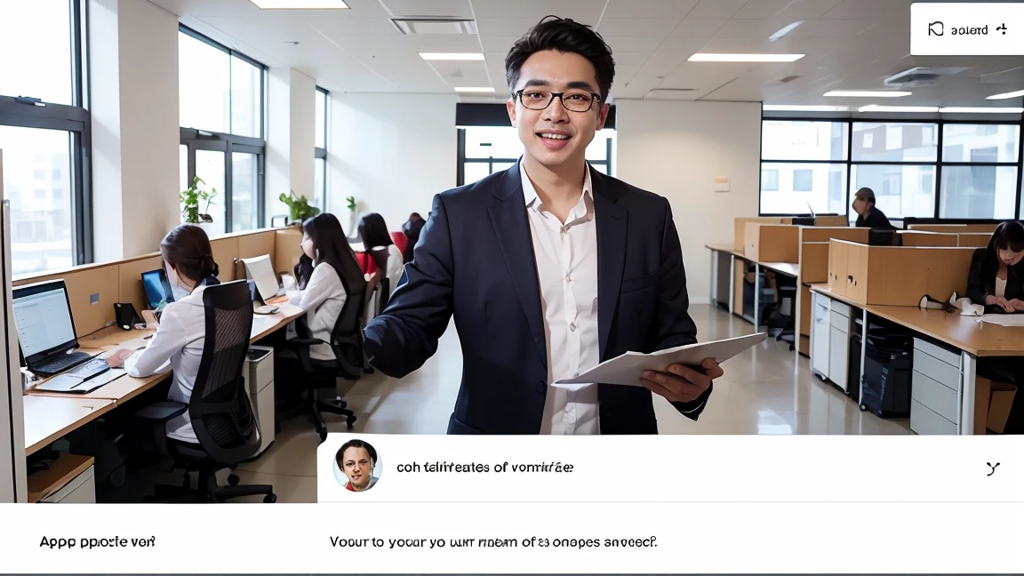 Forget about chaos and master your projects with (Name of your application)!
(Scene 1: Stressed office worker surrounded by papers, making mistakes when typing)
Voice-over: Tired of repetitive tasks, typing errors and mountains of papers?
(Scene 2: The same office worker using the application, with a smile and everything organized)
Voice-over: With (Name of your application) you manage your projects automatically and without errors!
(Scene 3: Different people from the team collaborating on the application)
Voice-over: Automate tasks, Collaborate in real time and share information with the entire team.
(Scene 4: Office worker checking his mobile with the application)
Voice-over: Access your projects from anywhere and at any time.
(Scene 5: Office worker celebrating with his team)
Voice-over: (Name of your application): Your solution for paperless project management and 100% Efficient!
(Application logo and final message)
Voice-over: discharge (Name of your application) today and say goodbye to chaos.