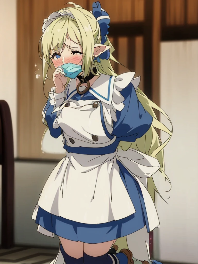 Anime. Girl. Slave. Housemaid. Slave collar. Shackles. Maid uniform. Cold. Runny nose. Snot. Snot flows from the nose. Handkerchief. Sneeze. Sneeze. Sneezes. Shoes. Standing. Room.
Embarrassment. Blush. Allergy. Strong desire to sneeze. She sneezed. hand covers nose. Blows his nose. Full height. Whole body. High detail