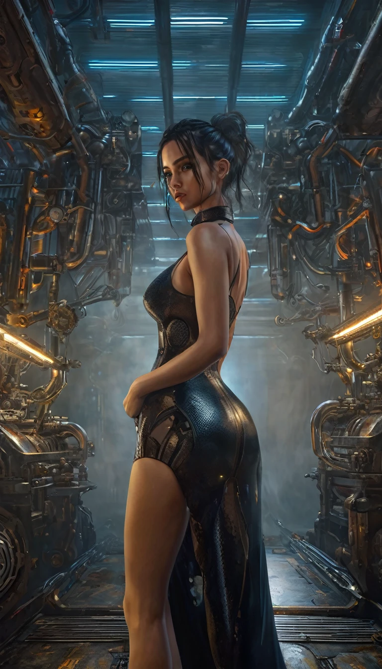(art inspired by juan gimenez,oil painting,highly detailed,cinematic lighting,dramatic colors,intricate machinery,futuristic technology,epic scale,moody atmosphere,sexy girl in scene, dark and gritty,masterpiece,best quality,8k,photorealistic,professional)
