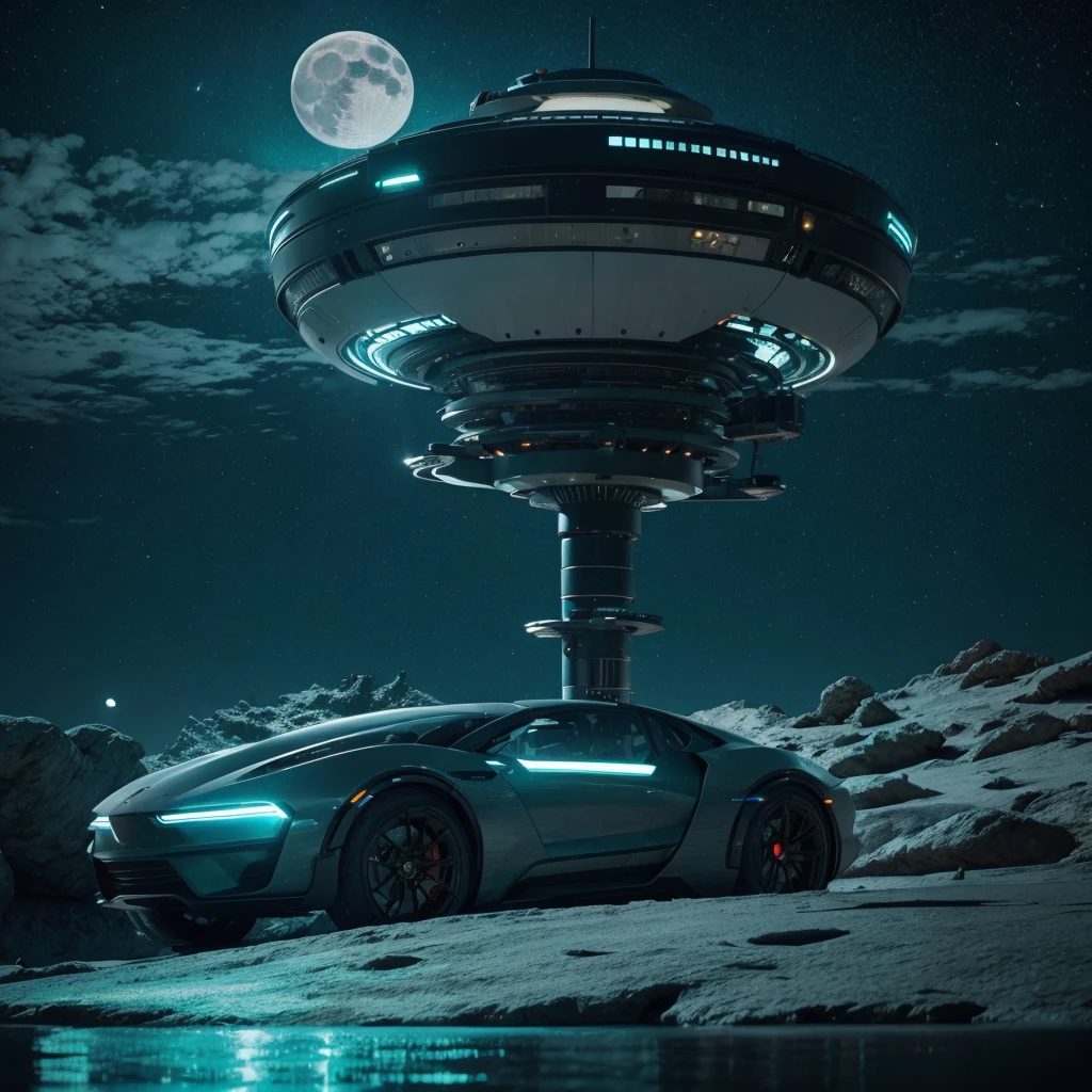 
Futuristic environment with the moon in the background. In the image with the following color palettes, #23101C, #772B32, #835C97, #9291A3, #D0523A. Cinematic, 8k, pixar style 3D, high quality