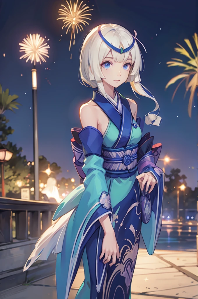 Kagura kimono night in the firework 