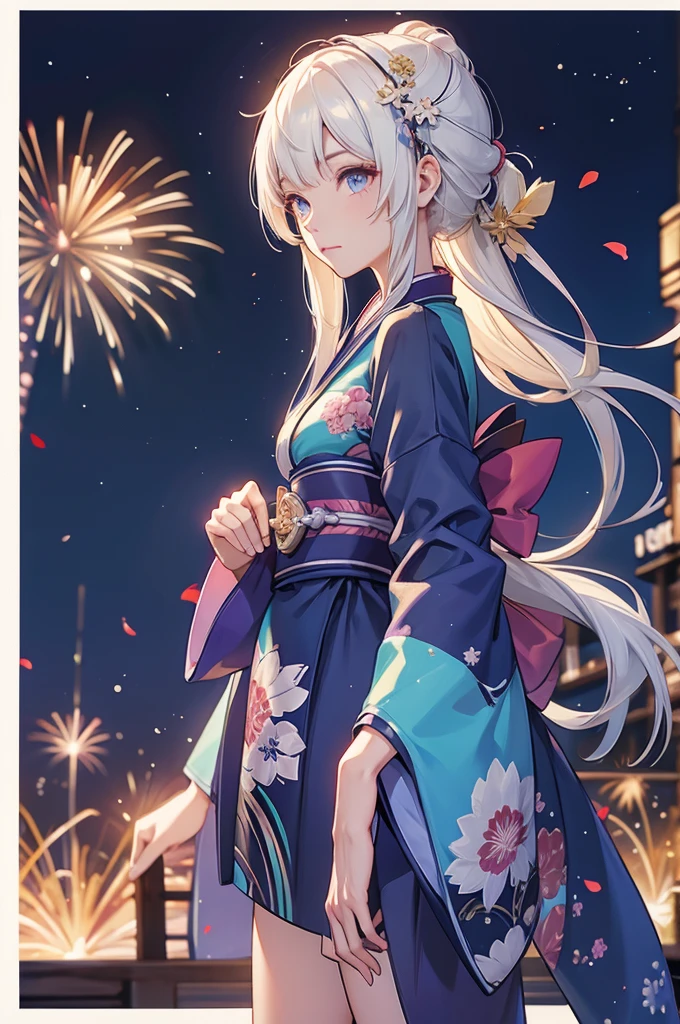 Kagura kimono night in the firework 