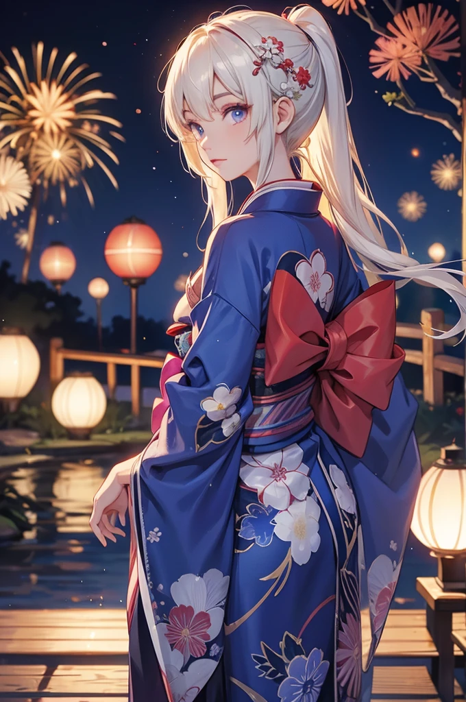 Kagura kimono night in the firework 