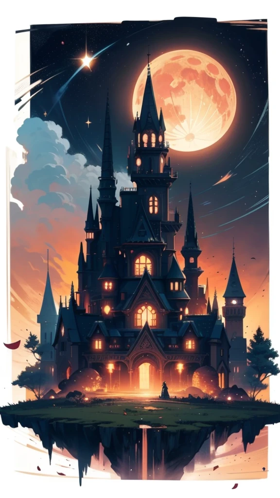 paisaje, work of art,marvelous, skyline,magie, tower, FOGo, flowers, artistic, rot, dust, moonligh, best qualityer, colorfully, reflections, FOG, House, cosmic,FOGoflys,Monsters, deatiled,intricate, naturey, ((phi_humaphis)), star dust, flowers, particles, digitl art