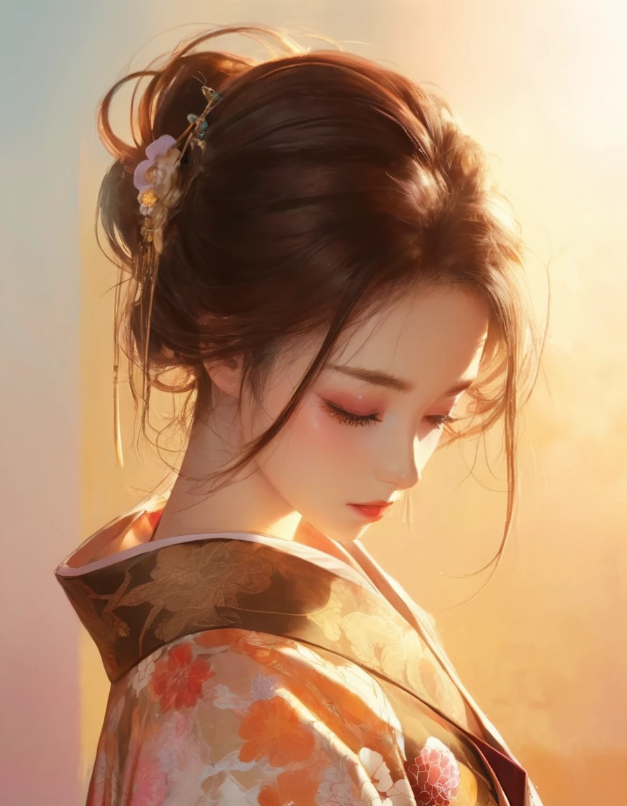 Close-up of a woman in a kimono with her eyes closed, Beautiful anime portraits, Beautiful character drawings, Gwaiz, artwork in the style of Gwaiz, Stunning Anime Face Portraits, Beautiful Anime Girls, Beautiful Anime Women, Chinese Girl, Anime Style 4k, Beautiful digital art, Beautiful anime faces, Detailed portrait of an anime girl, Anime Girl Profile