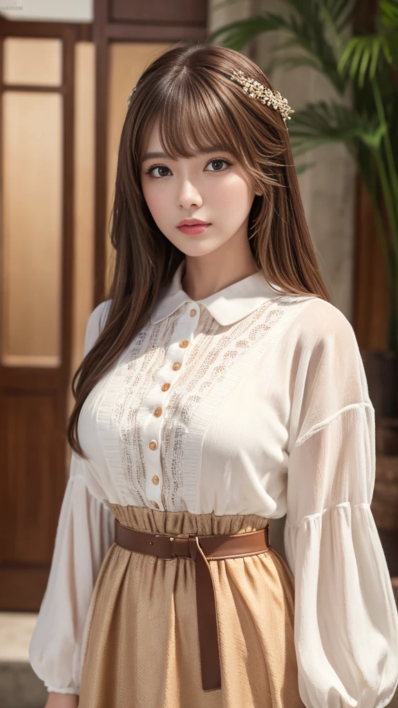 Best quality, 8k, ,Masterpiece :1.3)), facing viewer,((full body1.2)) ,pretty woman, wide shot ,1girl, , , , , brown hair , bangs,ultra-detailed face, highly detailed lips, detailed eyes, double eyelid
