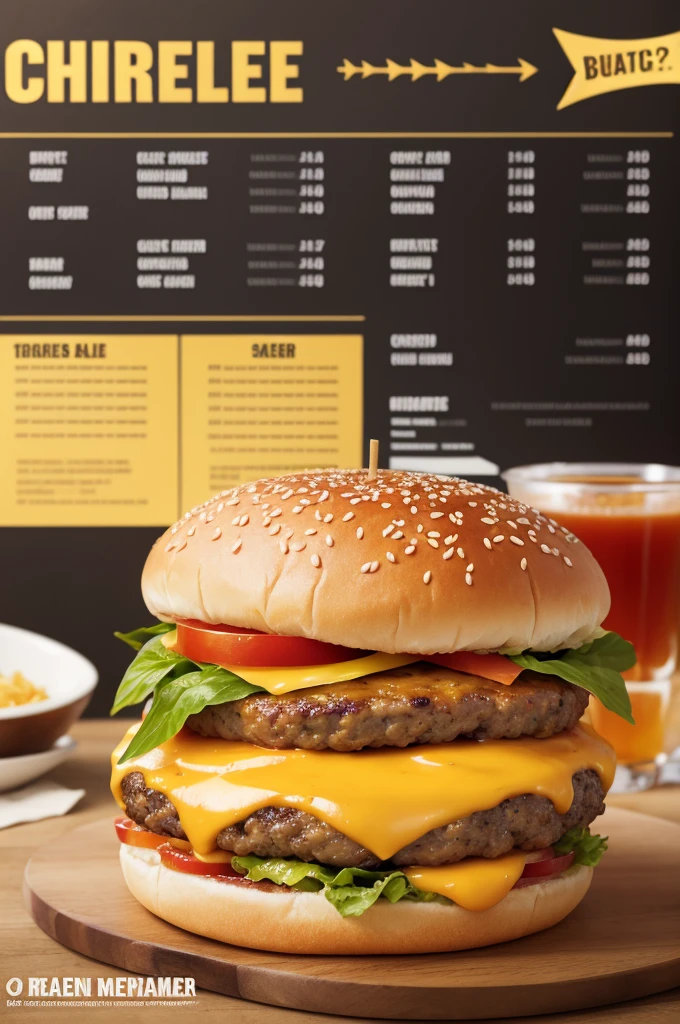 Create an image for a cheeseburger menu