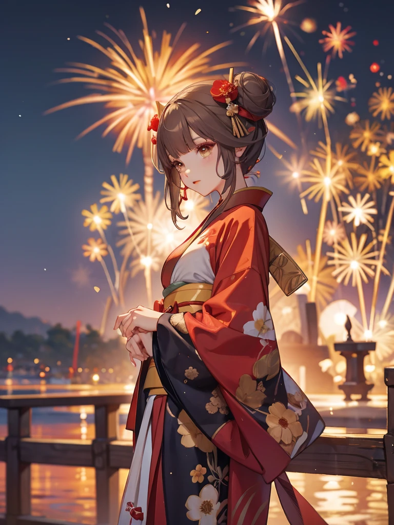 Wanwan kimono night in the firework 