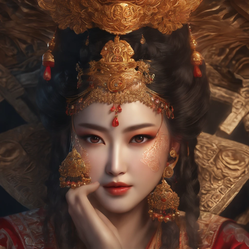 Meishu-Sama, Kannon, Johrei, beautiful detailed eyes, beautiful detailed lips, extremely detailed eyes and face, long eyelashes, divine female figure, elegant spiritual aura, intricate robes, glowing energy, soft lighting, serene expression, radiant skin, photorealistic, 8k, hyperrealistic, masterpiece, digital painting, concept art, vibrant colors, dramatic lighting, meishu-sama, kannon, johrei