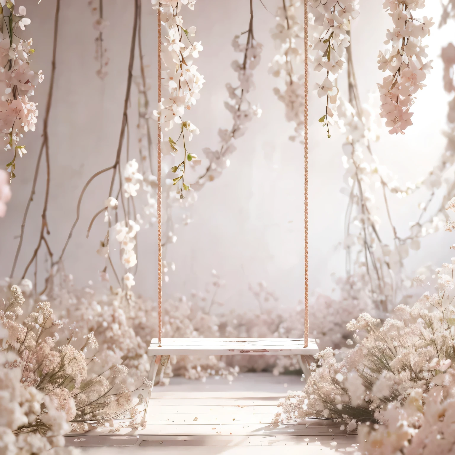 blush roses and pink baby’s breath