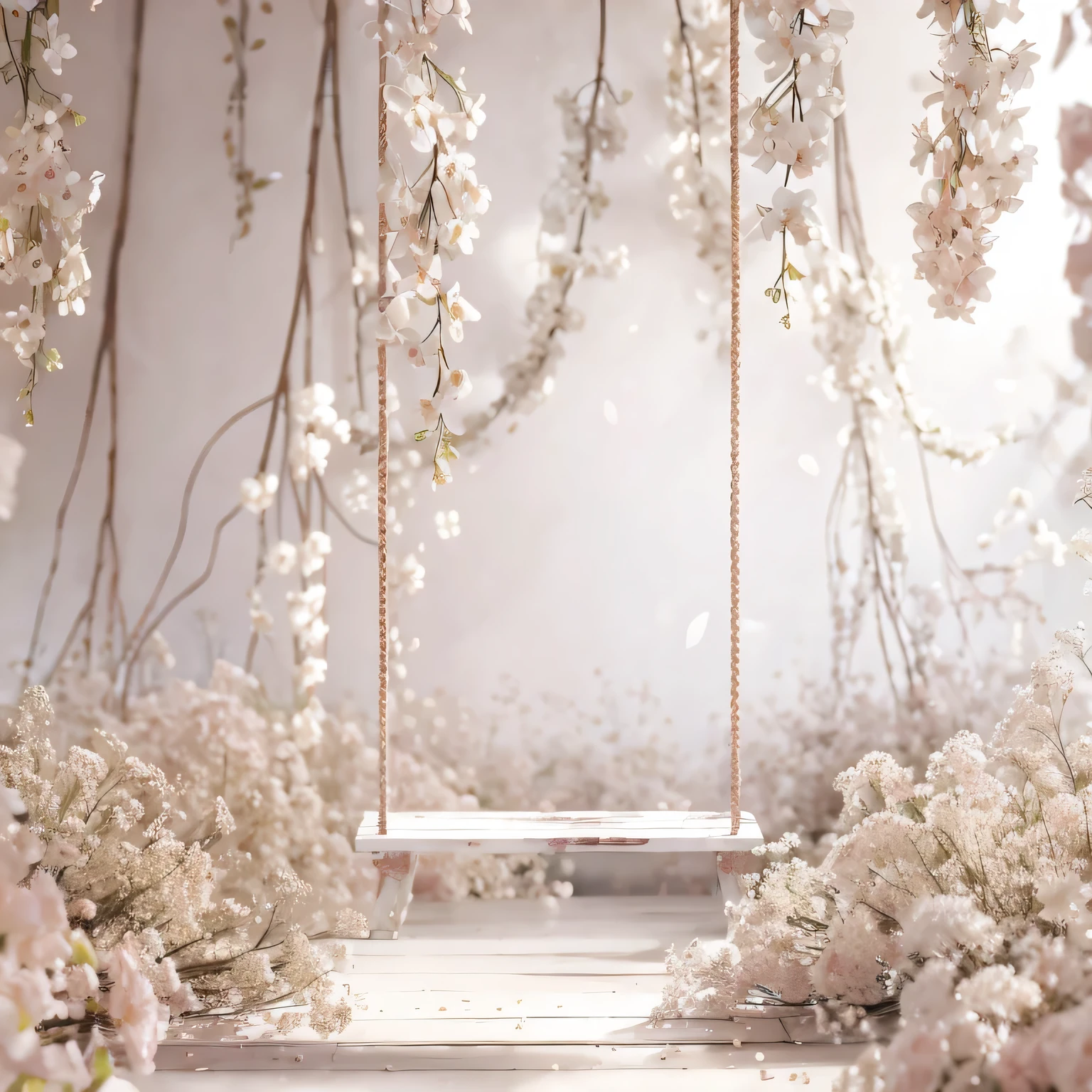blush roses and pink baby’s breath