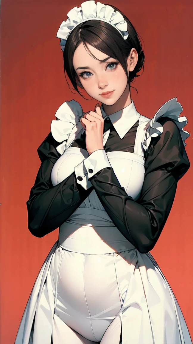 35mm, ambient light, Occlusion Environment, 4K, Ultra-high resolution,(Highest quality), (Raw quality), (beautiful girl:1.5), (12 years), (Young Girl), ショートMaid服とキンクネックレス, Big eyes, Innocent, smile, Obedient, sweet, cute, Maid, (short Maid outfit),  (tiny Maid outfit), (Big Hips), (Big Hips)