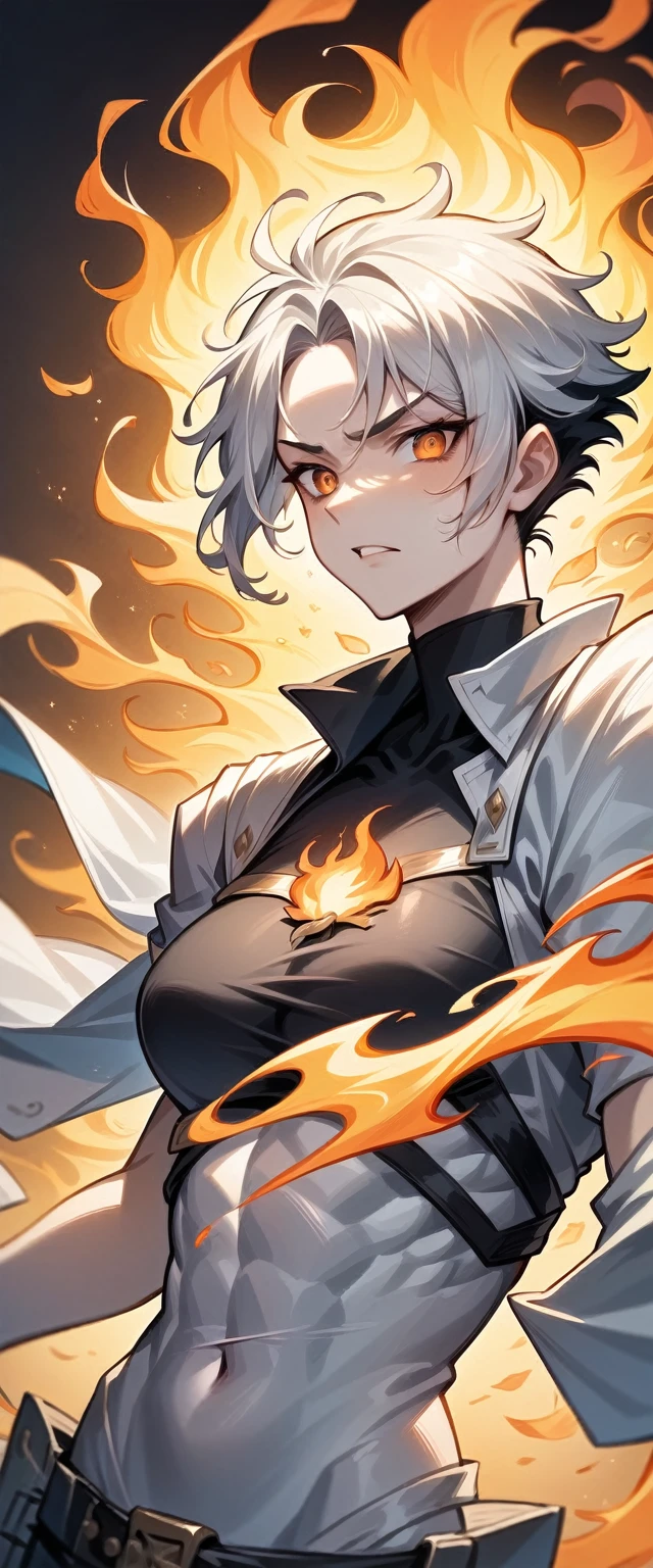 A scorched white paper leaf set ablaze with real flames, created in high-quality AI-generated imagery on a pure white background, evoking a sense of fiery intensity. The flames dance across the crinkled surface, their vibrant oranges and yellows illuminating the surrounding space. The charred edges and burnt curls add a textured, lifelike quality, as if the fire has just been extinguished. Cinematic lighting accentuates the dramatic effect, casting sharp shadows that emphasize the leaf's fragile, burned beauty.