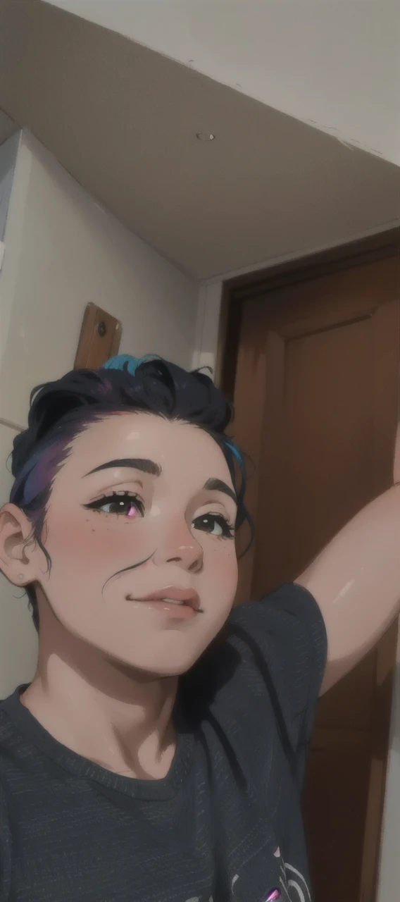 masterpiece, best quality, girl with rainbow hair, really wild hair, mane