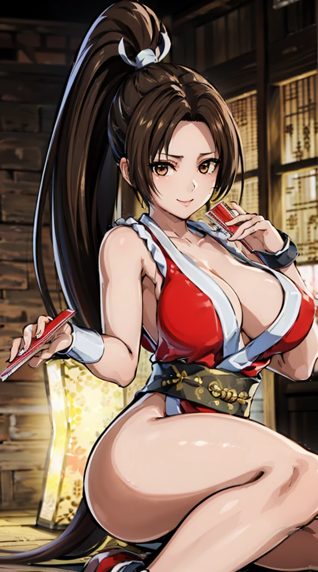 ((8K)), ((32k)), ((Highest quality)), ((masterpiece)), ((超High resolution)), ((Tmasterpiece)), (((head shot:1.6)))、((8K)), ((32k)), ((Highest quality)), ((masterpiece)), ((超High resolution)), Fine skin、女性1 person、pink sexy dresses、((Mai Shiranui:1.2)), Expose your shoulders、Brown Hair, Brown eyes, Long and high ponytail, hair band, 1 person、Captivating smile, 25 years old, Japanese Mature, beautiful指, beautiful長い脚, beautiful体, beautiful鼻, beautifulキャラクターデザイン, Perfect Eyes, Perfect Face, jewelry, hair ornaments, king of fighters,((Large Handheld Fan:1.6))、
(Tabletop, Highest qualityの, Highest quality, beautifully、beautiful: 1.2), Very detailed, More detailed,適切な体のProfessionalポーション,Tabletop,Ultra-high quality output images,High resolution,Intricate details,Very delicate and beautiful hair,Realistic photos,dream-like,Professionalの照明,Realistic Shadows,Focus Only,
(Big Breasts:1.2,) , フローティングスカートFine skinの質感, High quality fabric, High quality metallic texture、((Beautiful and dense face))、RAW Photos、Professional, Ultra-fine painting, ((alone)), beautiful胸、Highest quality, Very detailed, Very detailed詳細, Finer details, so beautiful,(Five Fingers, Four fingers and thumb),Concept Art, Anime fantasy artwork, Detailed fantasy art,8KHigh resolution, Detailed Art, 8 Slim legs, Defined, Defined fingers