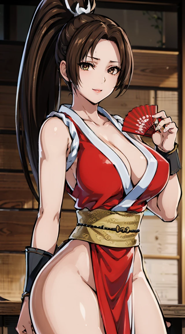 ((8K)), ((32k)), ((Highest quality)), ((masterpiece)), ((超High resolution)), ((Tmasterpiece)), (((head shot:1.6)))、((8K)), ((32k)), ((Highest quality)), ((masterpiece)), ((超High resolution)), Fine skin、女性1 person、pink sexy dresses、((Mai Shiranui:1.2)), Expose your shoulders、Brown Hair, Brown eyes, Long and high ponytail, hair band, 1 person、Captivating smile, 25 years old, Japanese Mature, beautiful指, beautiful長い脚, beautiful体, beautiful鼻, beautifulキャラクターデザイン, Perfect Eyes, Perfect Face, jewelry, hair ornaments, king of fighters,((Large Handheld Fan:1.6))、
(Tabletop, Highest qualityの, Highest quality, beautifully、beautiful: 1.2), Very detailed, More detailed,適切な体のProfessionalポーション,Tabletop,Ultra-high quality output images,High resolution,Intricate details,Very delicate and beautiful hair,Realistic photos,dream-like,Professionalの照明,Realistic Shadows,Focus Only,
(Big Breasts:1.2,) , フローティングスカートFine skinの質感, High quality fabric, High quality metallic texture、((Beautiful and dense face))、RAW Photos、Professional, Ultra-fine painting, ((alone)), beautiful胸、Highest quality, Very detailed, Very detailed詳細, Finer details, so beautiful,(Five Fingers, Four fingers and thumb),Concept Art, Anime fantasy artwork, Detailed fantasy art,8KHigh resolution, Detailed Art, 8 Slim legs, Defined, Defined fingers