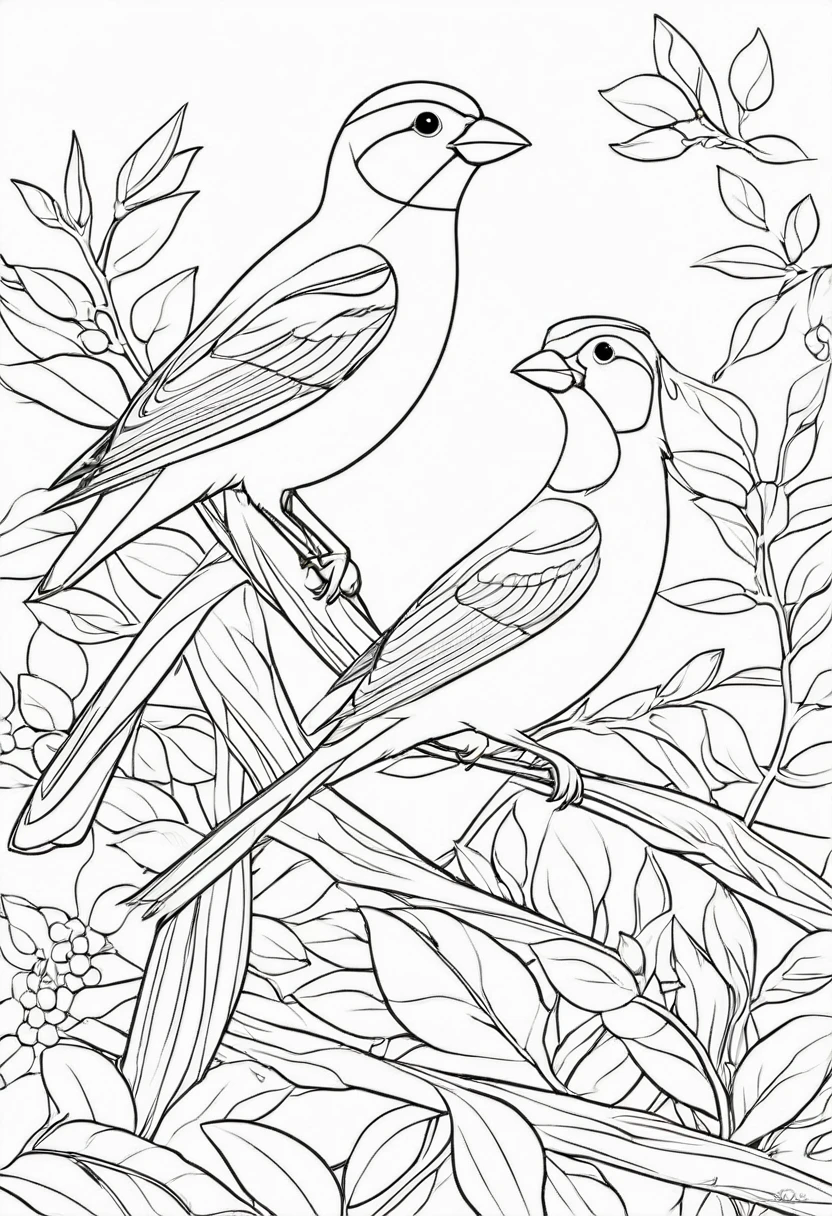 coloring page for kids, birds