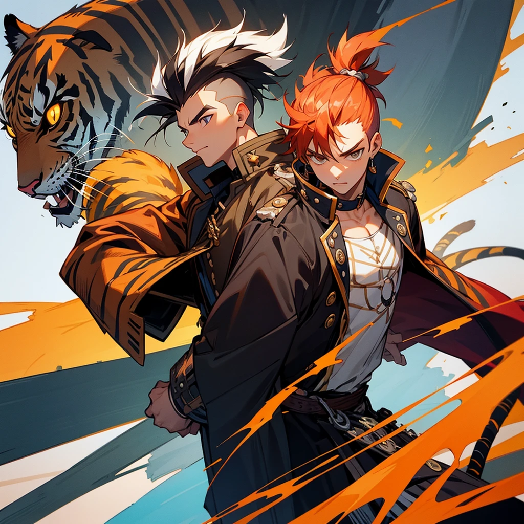 Mohawk Young man Pirate coat Tiger tail