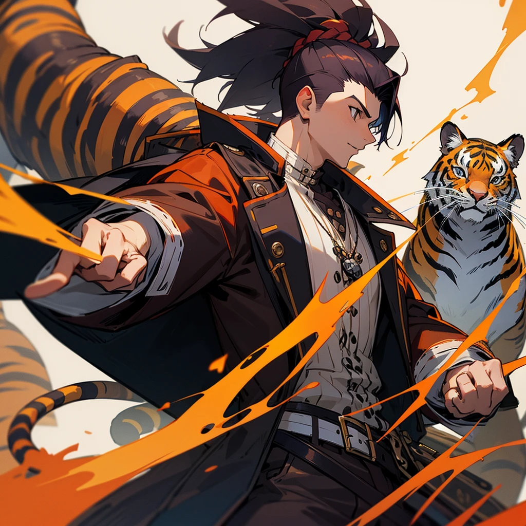 Mohawk Young man Pirate coat Tiger tail