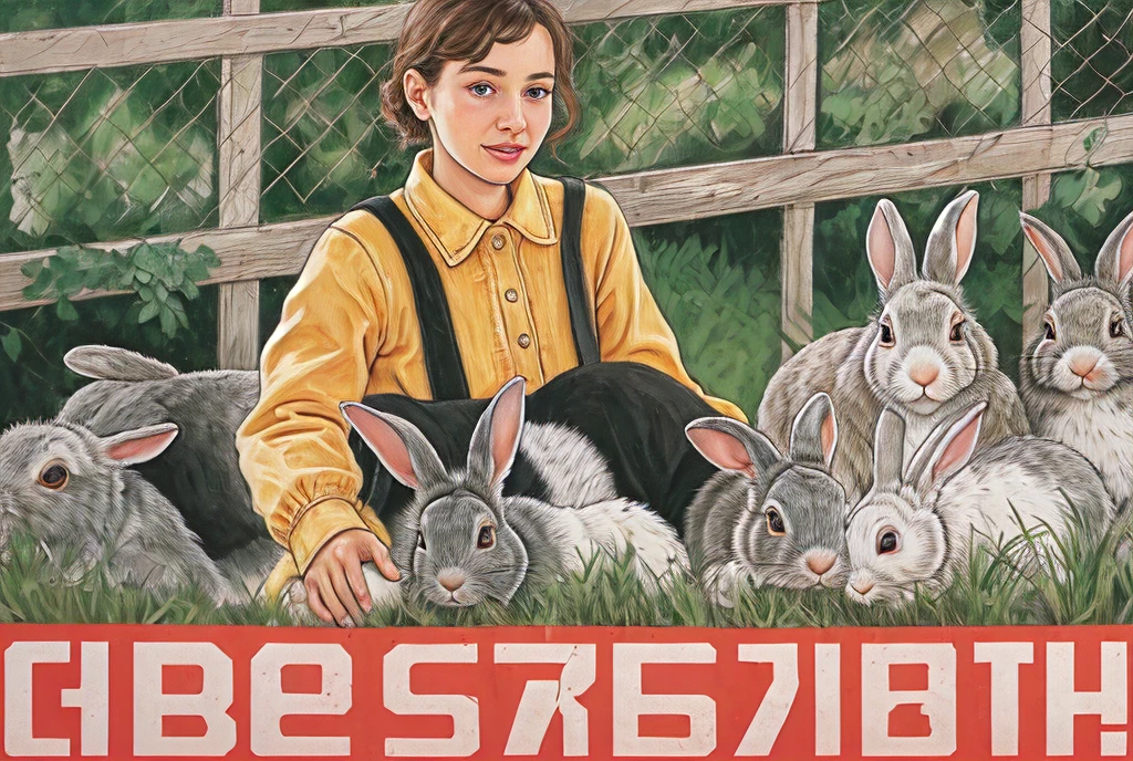 girl,rabbits