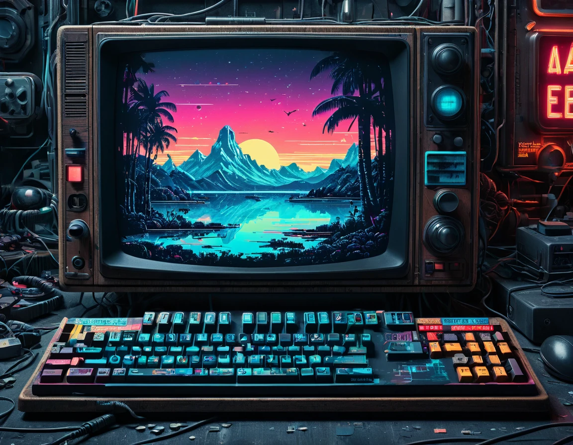 (best quality,4k,8k,highres,masterpiece:1.2),ultra-detailed (realistic,photorealistic,photo-realistic:1.37),pixel art,retro TV,digital art,stereoscopic pixel art,vibrant colors,historical style,glitch effects,detailed CRT screen,8-bit aesthetics,scanlines,low resolution,interlacing,analog distortion,static noise,color bleeding,artifacts,broken pixels,antique atmosphere,neon lights,retro gaming vibes,unique textures,limited color palette,chunky pixels,sharp edges,intricate shading,authentic retro feel,digital manipulation,keyboard and mouse input,geometric patterns,retro fonts,vintage technology,old-school visuals,retrofuturism sci-fi theme,animated pixels.