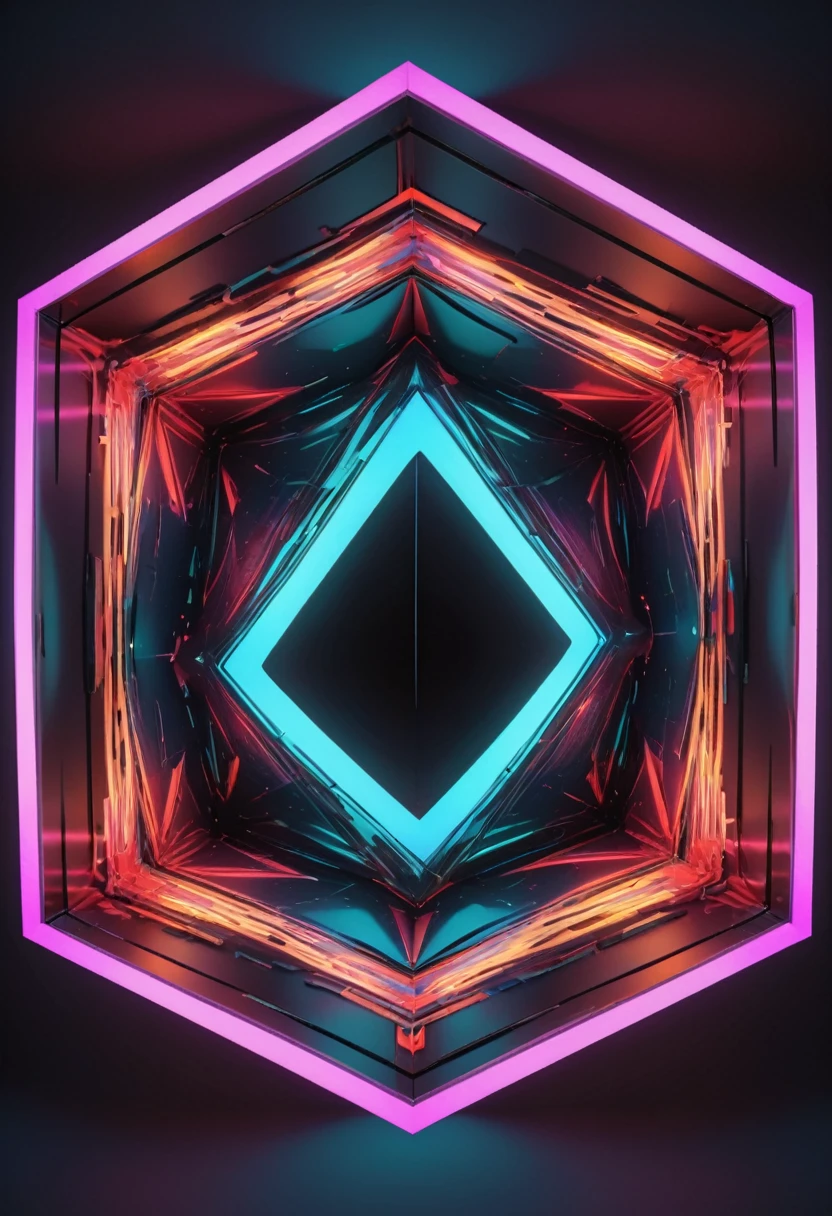 Large geometric shapes,Abstract,colorful,Sharp Edges,Striking contrast,3D Rendering,Complete minimalism,Saturated colors,Illuminated from the inside,Glowing Lines,Vivid neon lights,Ultra-modern aesthetics,Unreal atmosphere,fluid motion,Physical energy,Larger than life,Impressive scale,Complex Pattern,Symmetrical Configuration,Dynamic Angle,Seductive optical illusion,Immersive spatial experience,Hypnotic effect,Textured Surfaces,Bold geometric shapes,Perfectly balanced ratio,A monumental presence,Visual impact,Breathtaking symmetry,How much to learn the accuracy,impossible . masterpiece, Highest quality, so beautiful, Absurd, otclillsn