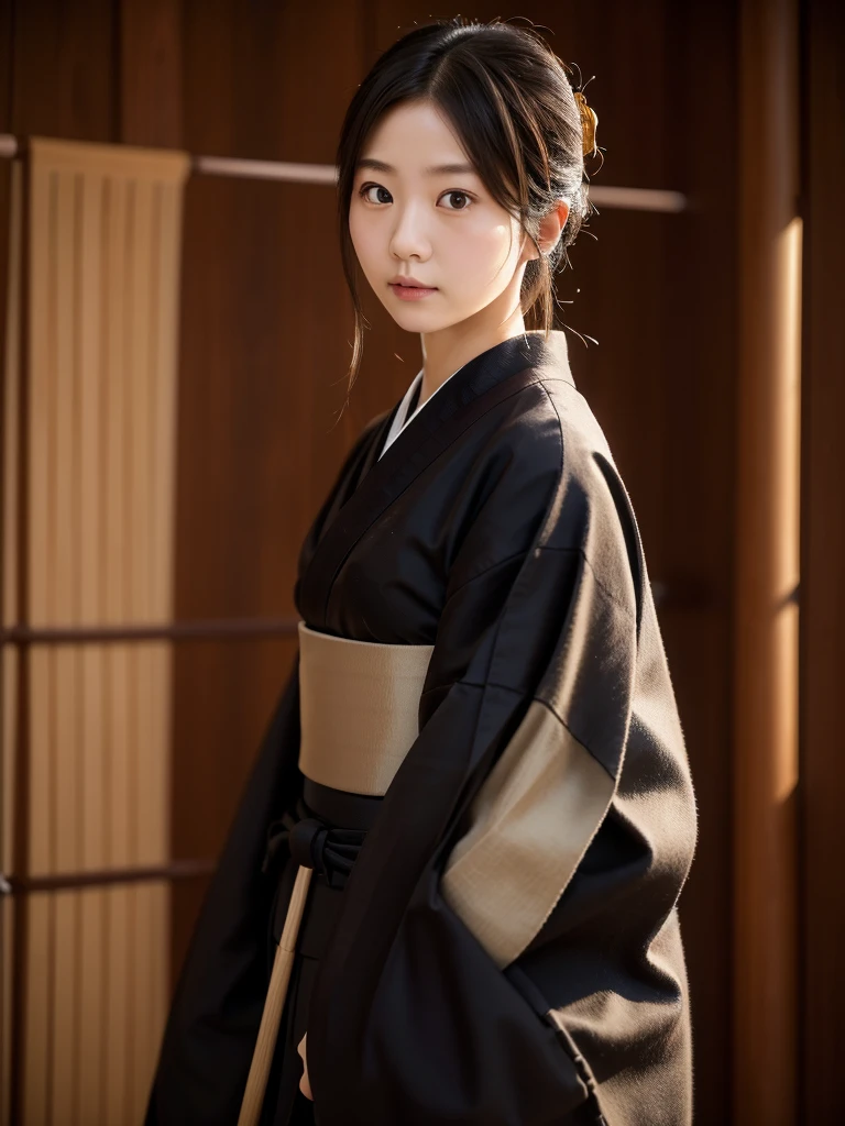 Kyudo、Hakama、(Highest quality)、((Very detailed))、4K、(8K)、masterpiece、Very detailedな、Highest quality、Super Resolution、1 person、Kind Face、Soft Light、RAW quality、Soft Skin、163cm、30 years old、Thighs