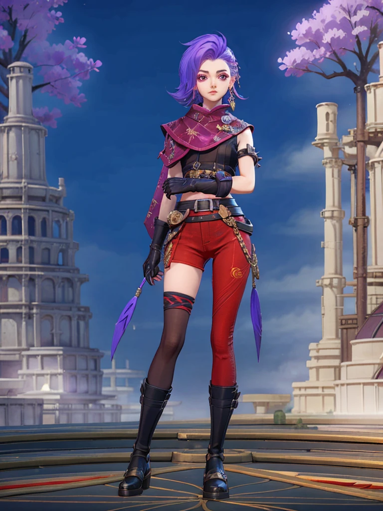Ixia mobile legends kimono night fire work , purple hair, short hair
