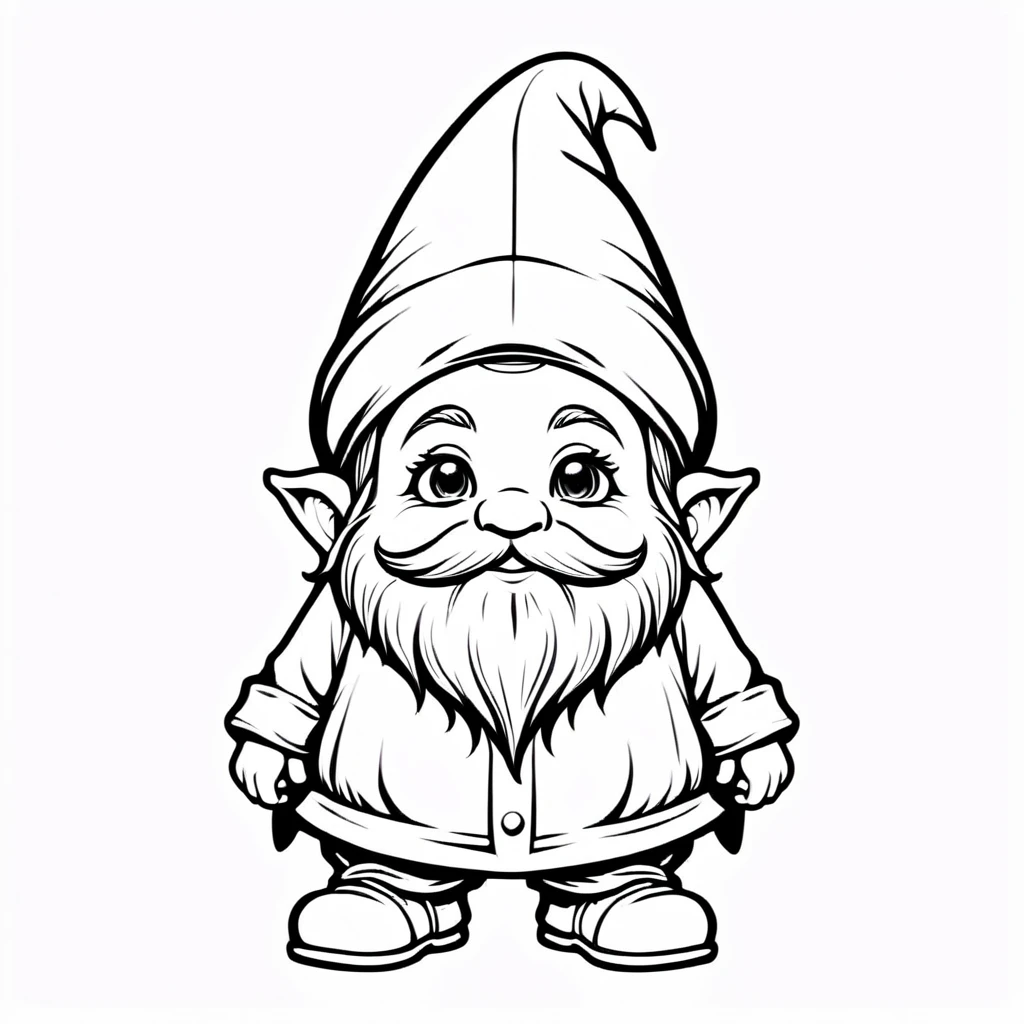 gnome thin line drawing, with the whole body