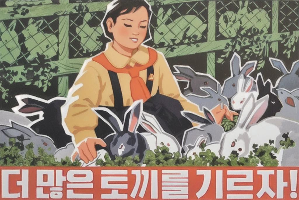 girl ,rabbits